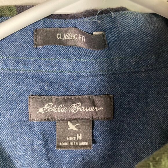 Mens Eddie Bauer Buffalo Check‎ Flannel Green Blue M - Picture 5 of 6